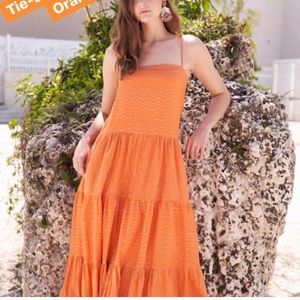 Orange midi tie strap dress